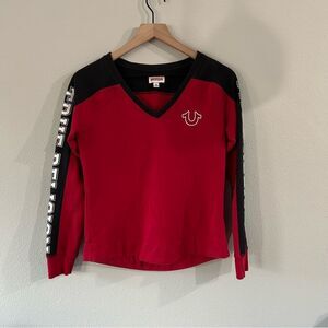 True Religion Red and Black Long Sleeve Top Size Small